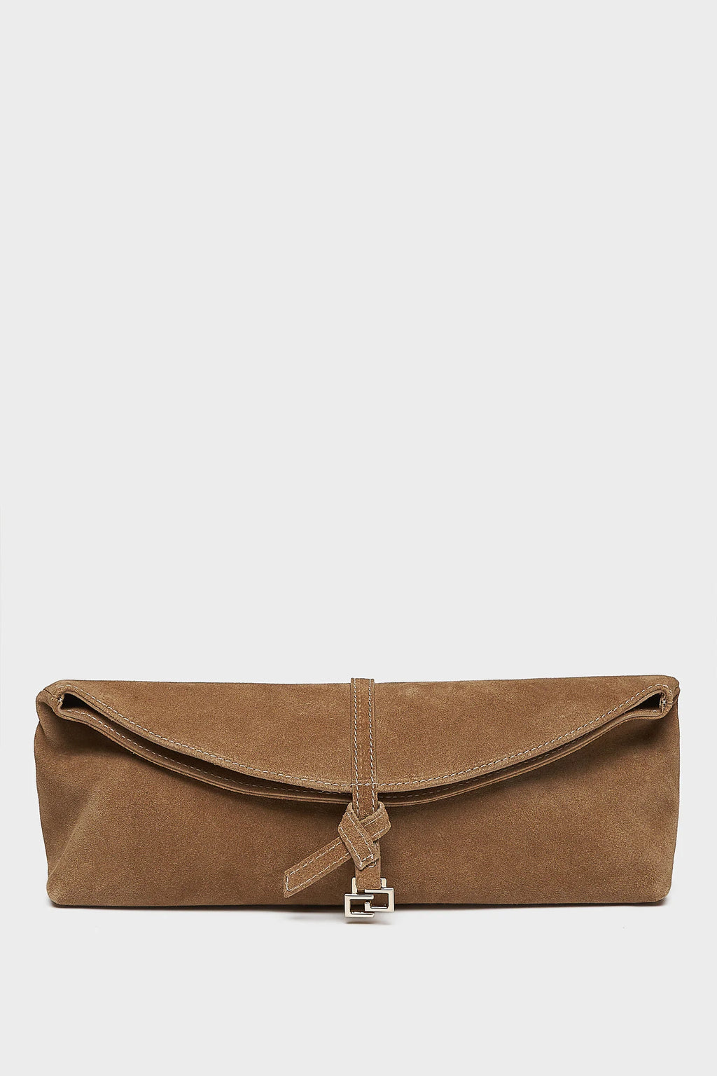 CARLA G. - Clutch in camoscio con logo pendente