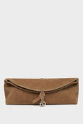 CARLA G. - Clutch in camoscio con logo pendente
