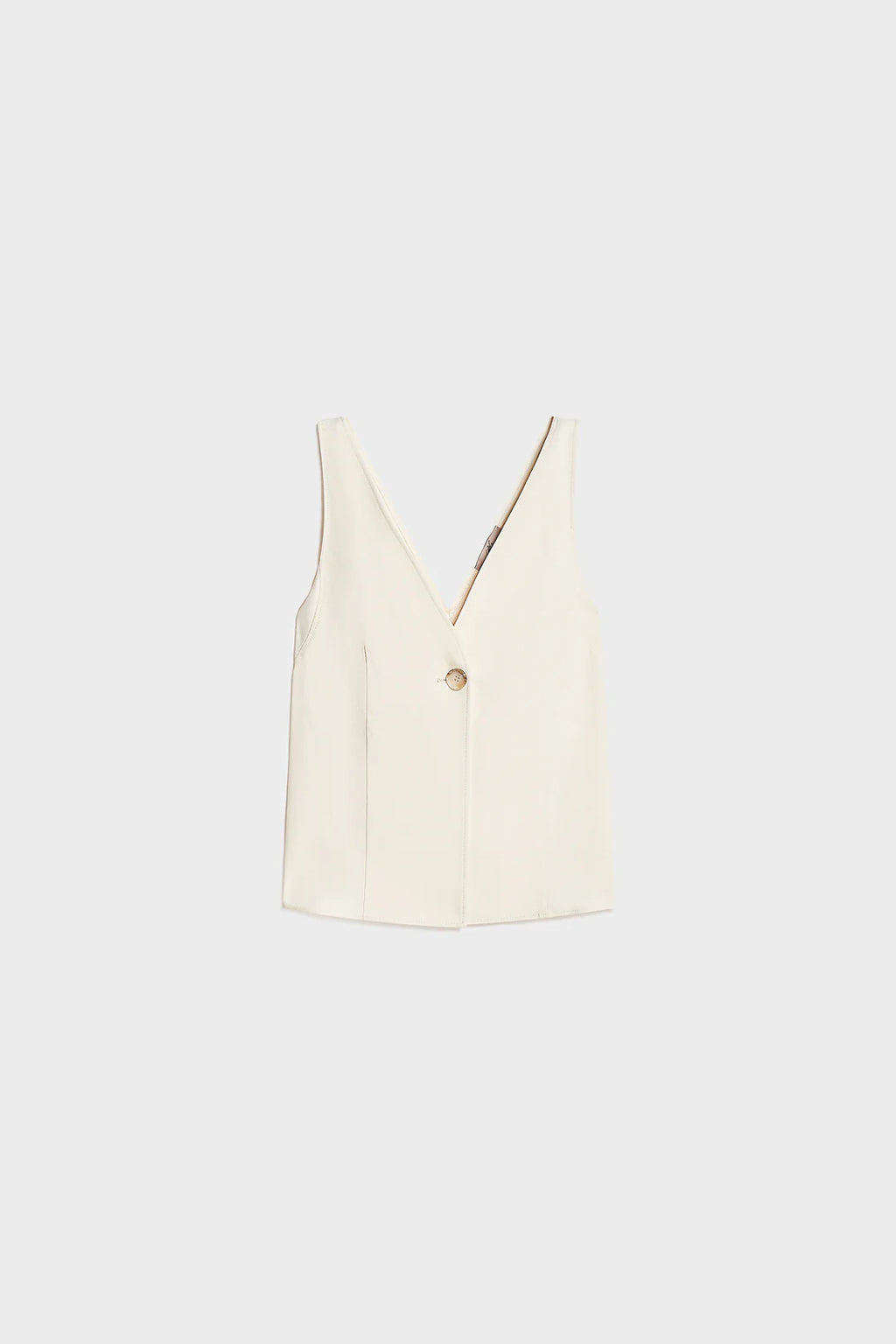 CARLA G. - Gilet chiusura un bottone in tessuto fluido diagonale