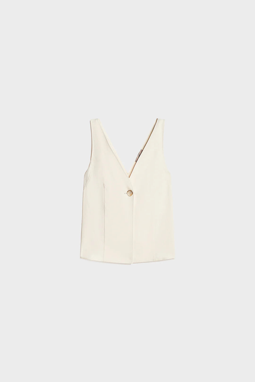 CARLA G. - Gilet chiusura un bottone in tessuto fluido diagonale