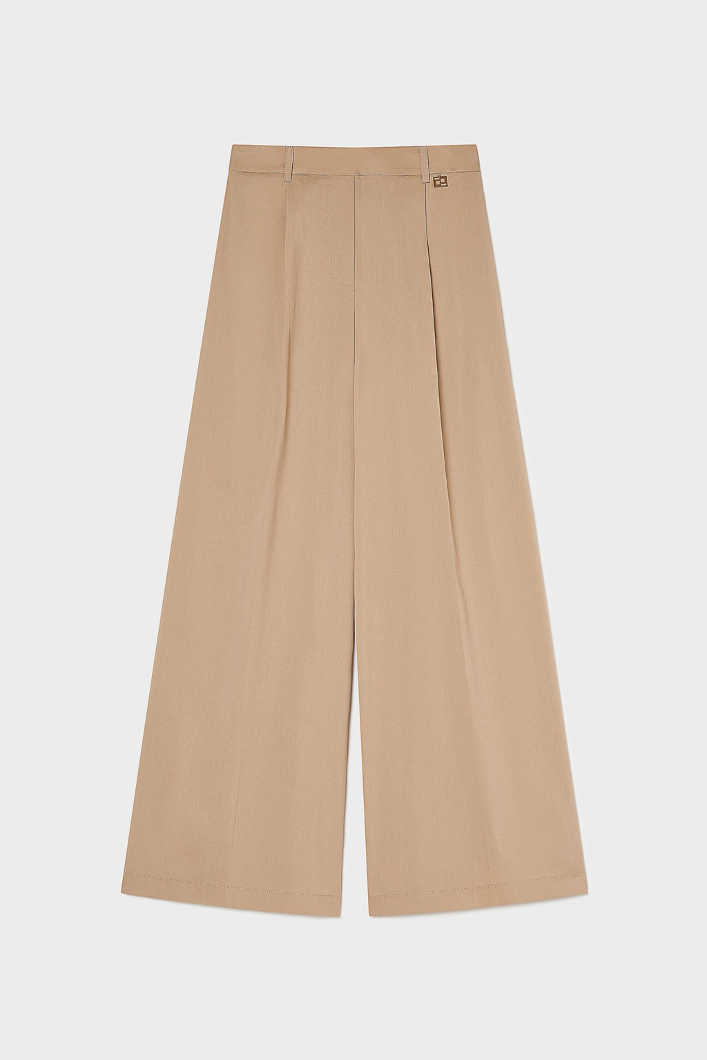 CARLA G. - Pantaloni larghi con stiratura in popeline