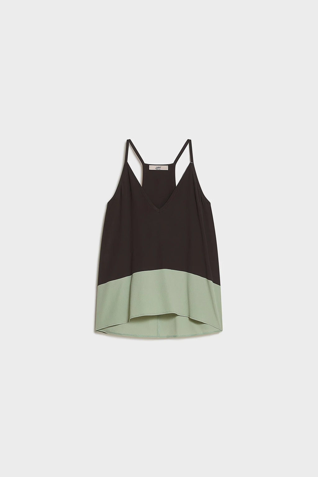 CARLA G. - Top in crepe de chine con contrasto di colore