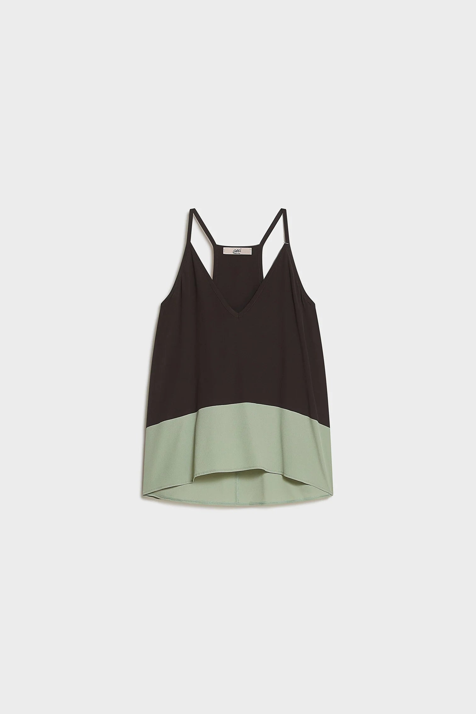CARLA G. - Top in crepe de chine con contrasto di colore