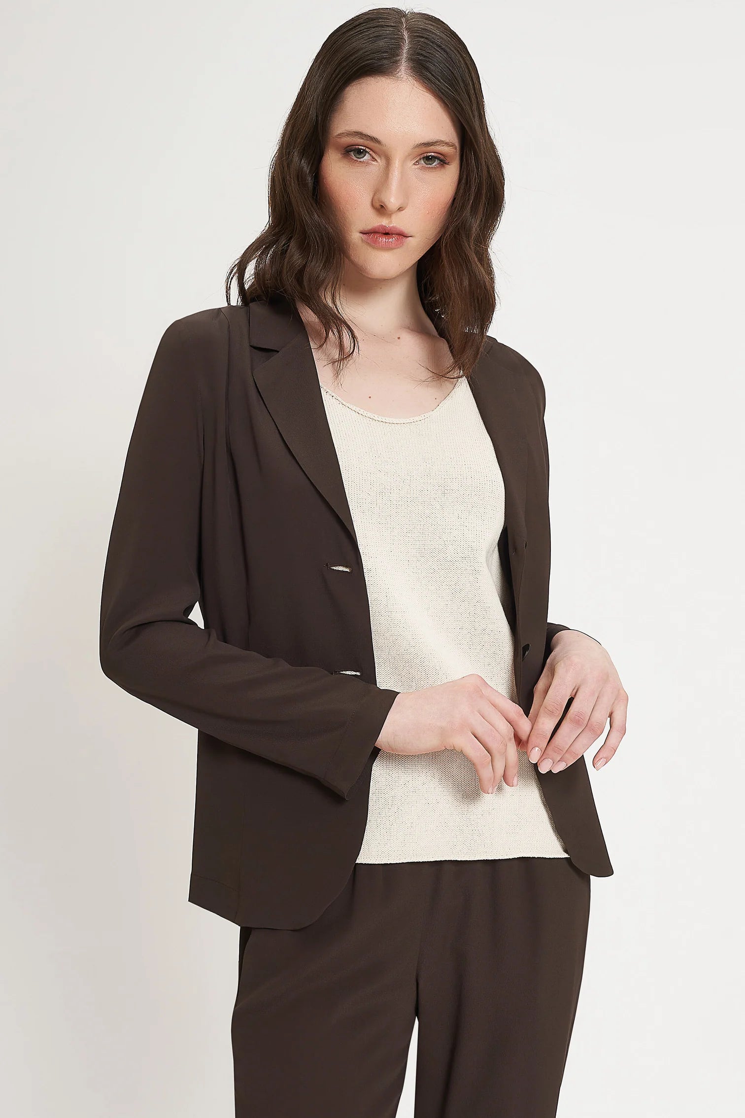 CARLA G. - Blazer monopetto in crepe de chine