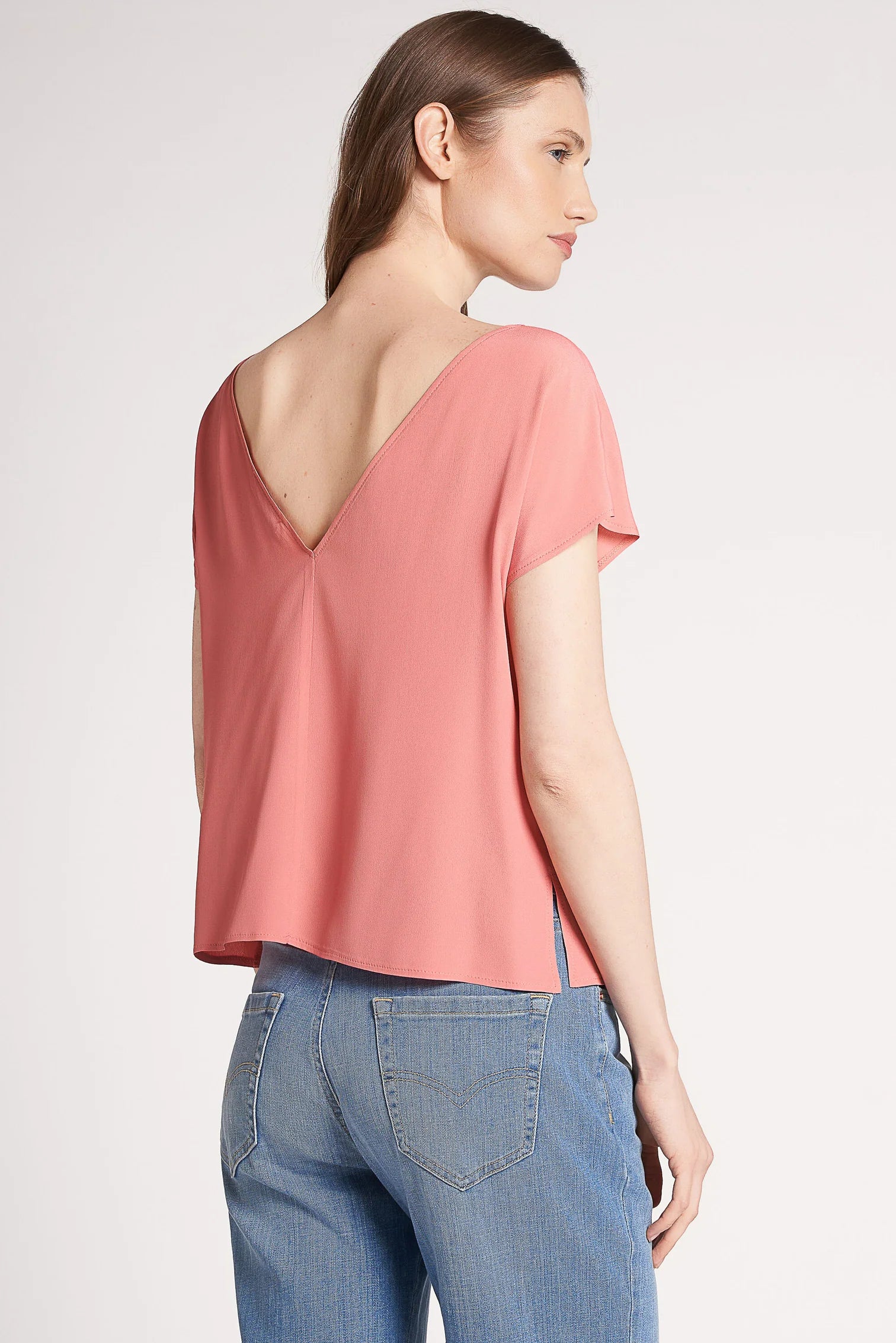 CARLA G. - Maglia con scollo a barchetta in crepe de chine