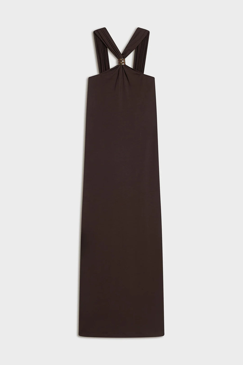 CARLA G. - Vestito halter in jersey con passante in metallo