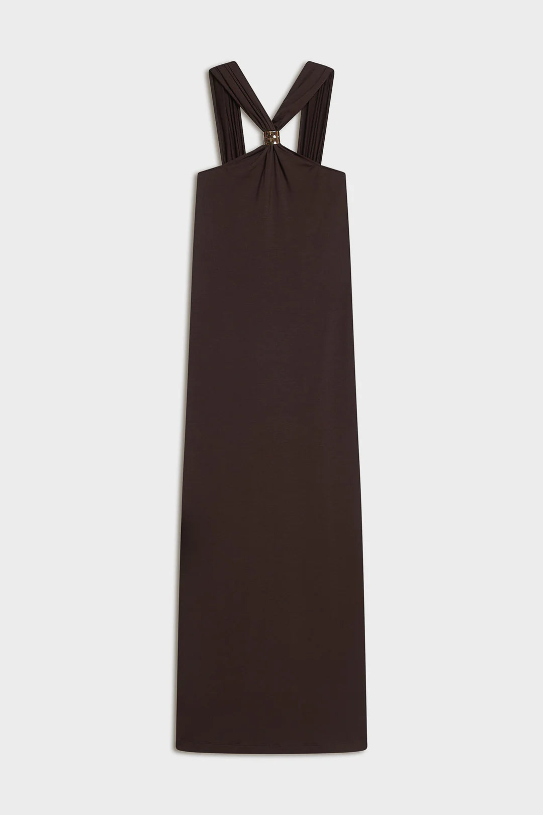 CARLA G. - Vestito halter in jersey con passante in metallo