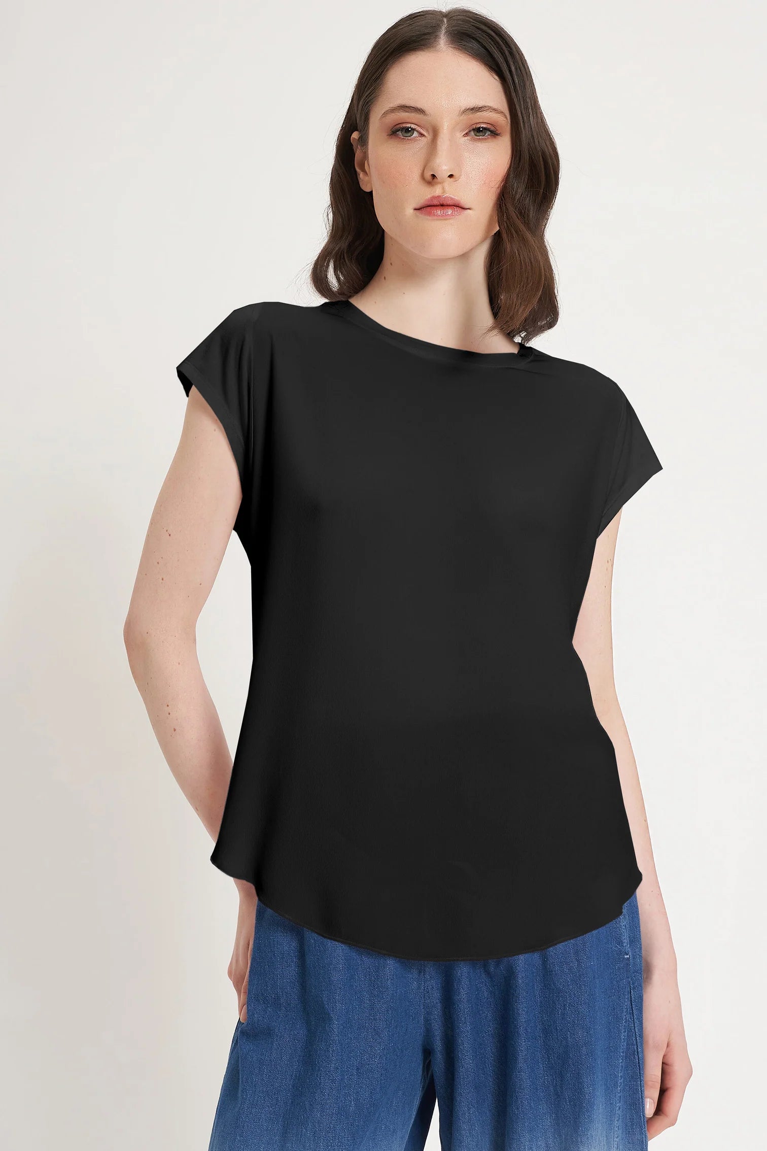 CARLA G. - Maglia a mezze maniche bimateriale