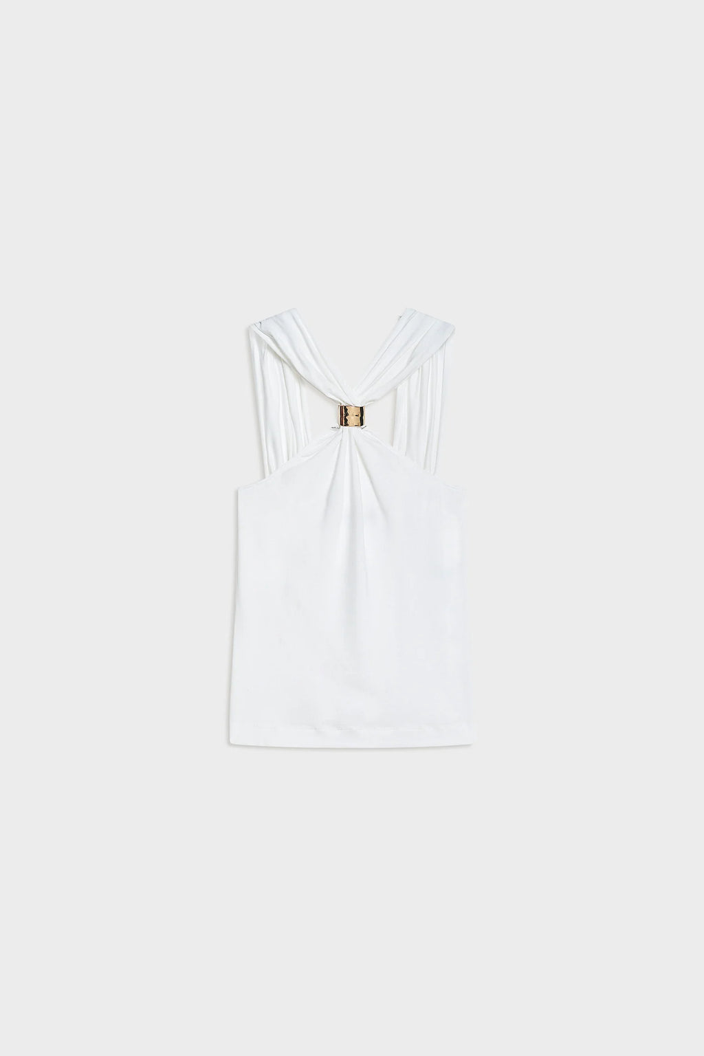 CARLA G. - Maglia halter in jersey con applicazione dorata