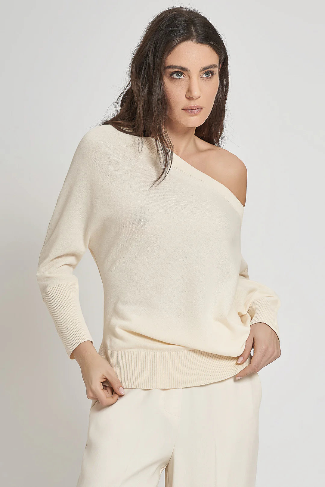 CARLA G. - Maglia asimmetrica in cotone crepe