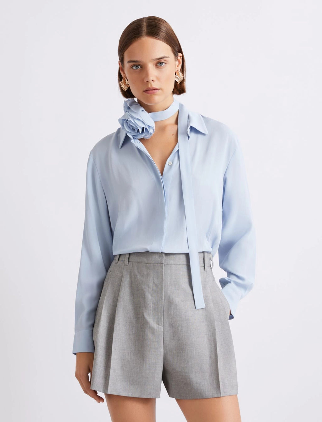 MARELLA - Camicia in misto seta con fusciacca a fiore
