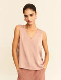EMME MARELLA - Top in raso con dettagli in georgette