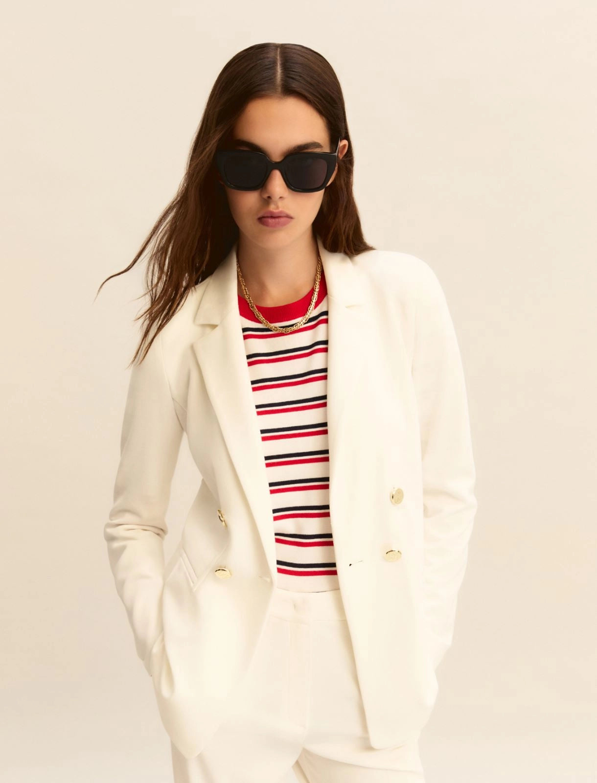 EMME MARELLA - Giacca doppiopetto in jersey stretch